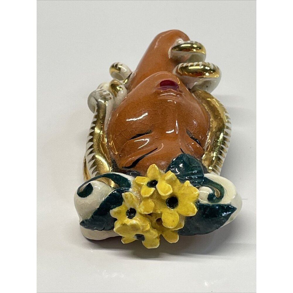 RARE Vintage Copo De Oro 1940s Porcelain Lady's Head Brooch Lin Sticker Read B10 - Picture 5 of 15
